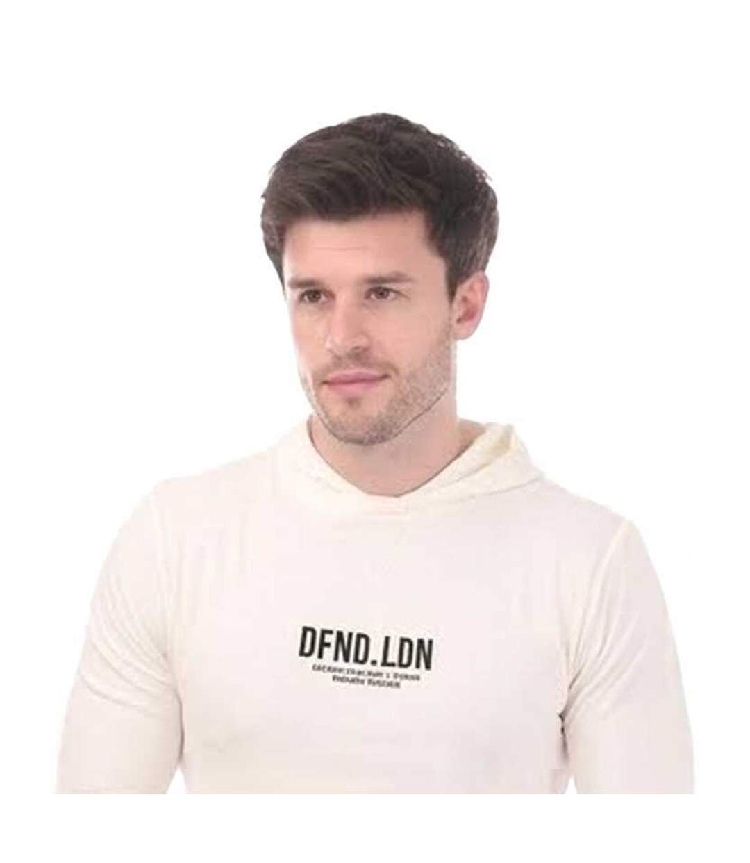 Mens Lettering Regular Hoodie White DFND London-3