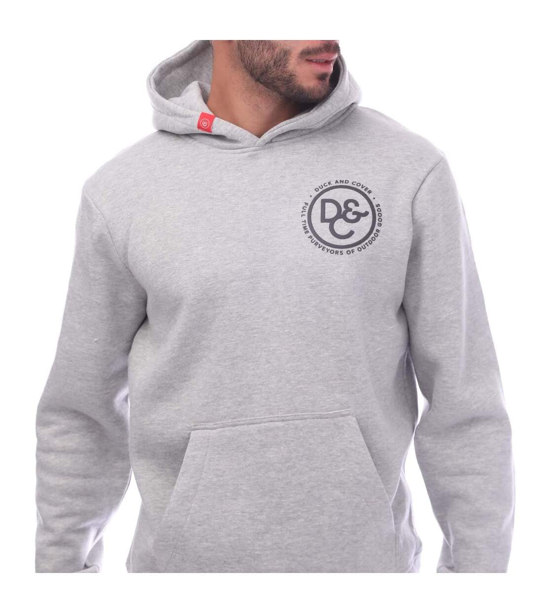 Mens Macksony Graphic Hoodie Grey Marl Duck And Cover-4