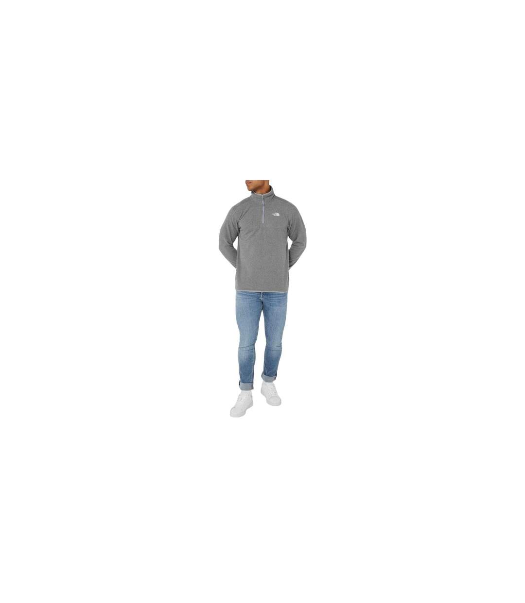 Mens Glacier Fleece Quarter Zip Sweatshirt Mid Grey The North Face-1