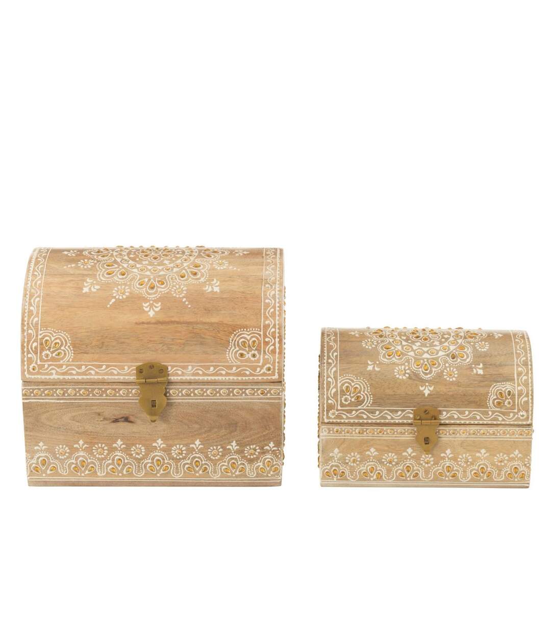 Lot de 2 Boîtes Déco en Bois Perle du Sahara 28cm Naturel-2