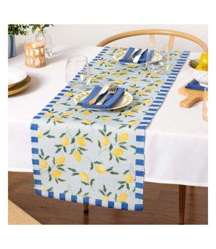 Lemon table runner 220cm x 35cm blue Furn