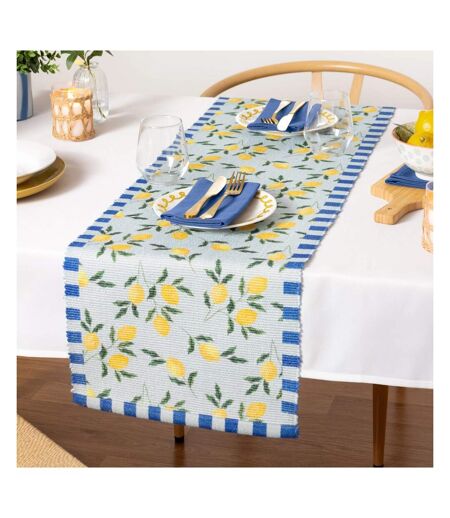 Lemon table runner 180cm x 35cm blue Furn