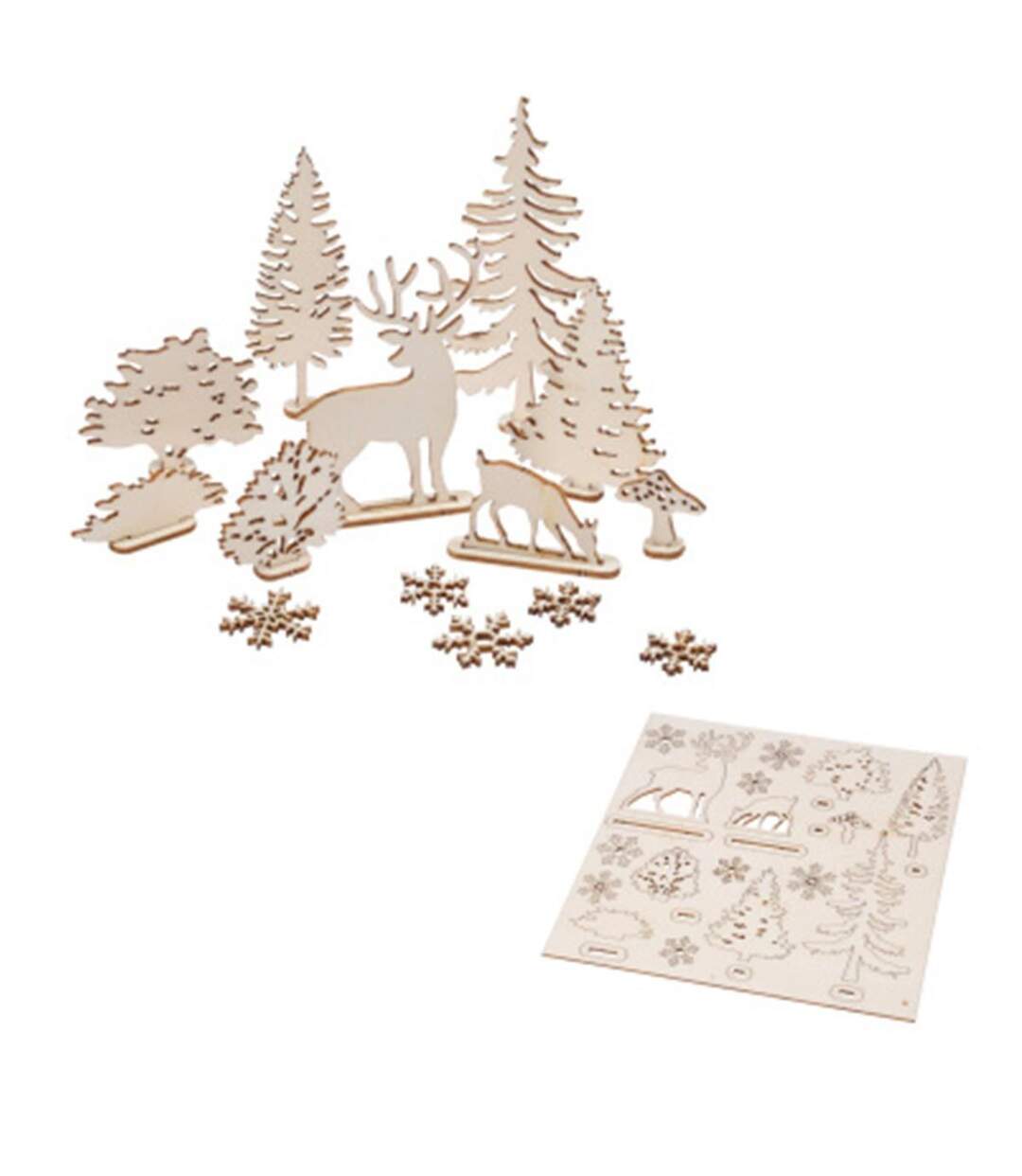 Kit Scènes de Noël 3D Sapin 11cm Naturel-1