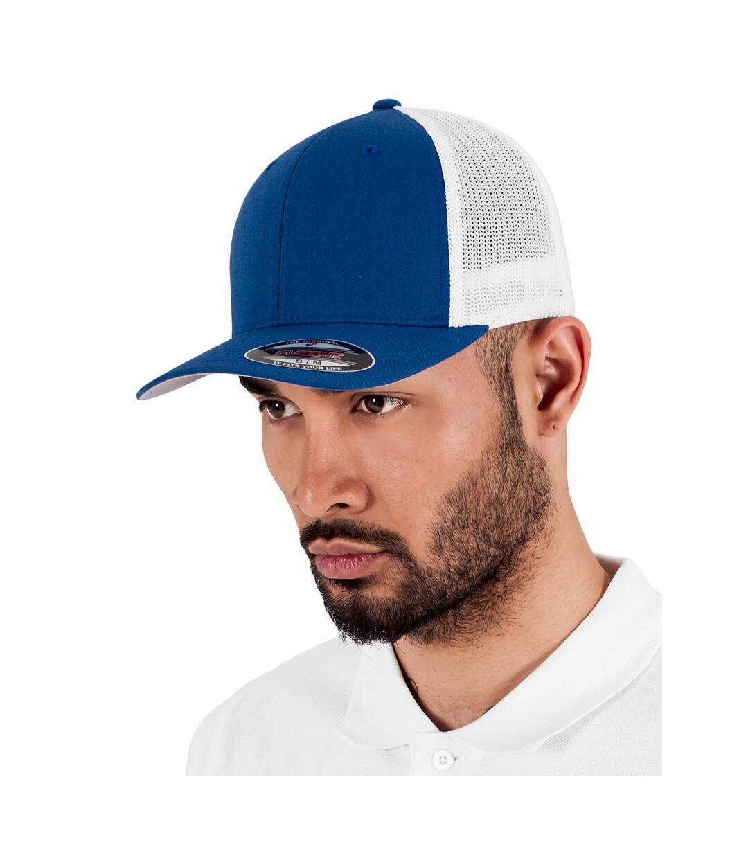 Casquette trucker adulte bleu roi / blanc Flexfit-2