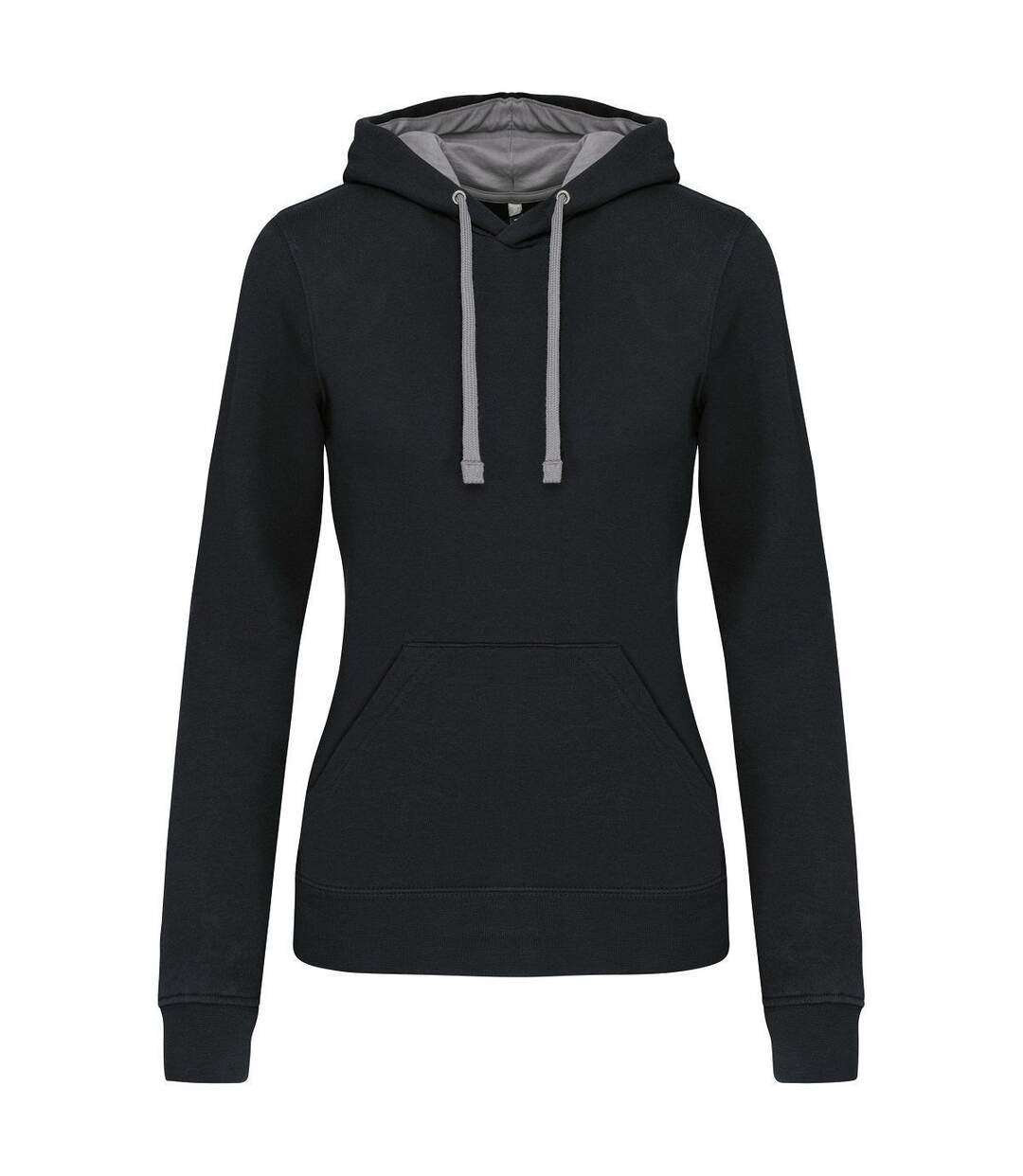 Sweat à capuche contrastée - Femme - K465 - noir et gris clair-1