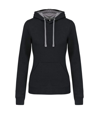 Sweat à capuche contrastée - Femme - K465 - noir et gris clair