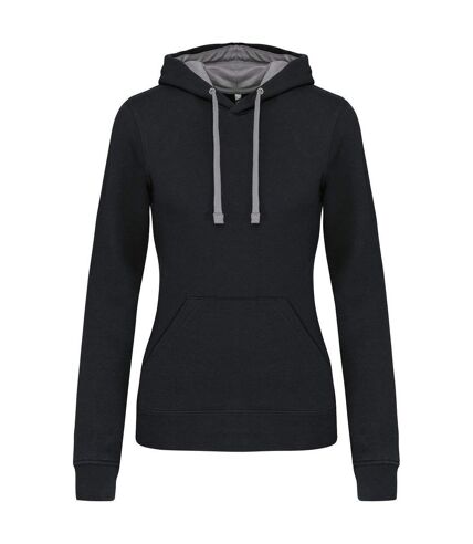 Sweat à capuche contrastée - Femme - K465 - noir et gris clair