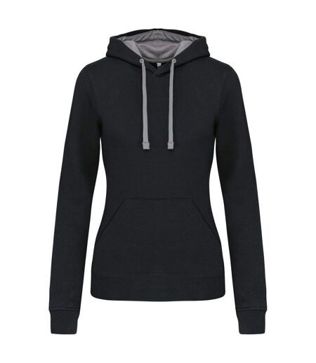 Sweat à capuche contrastée - Femme - K465 - noir et gris clair