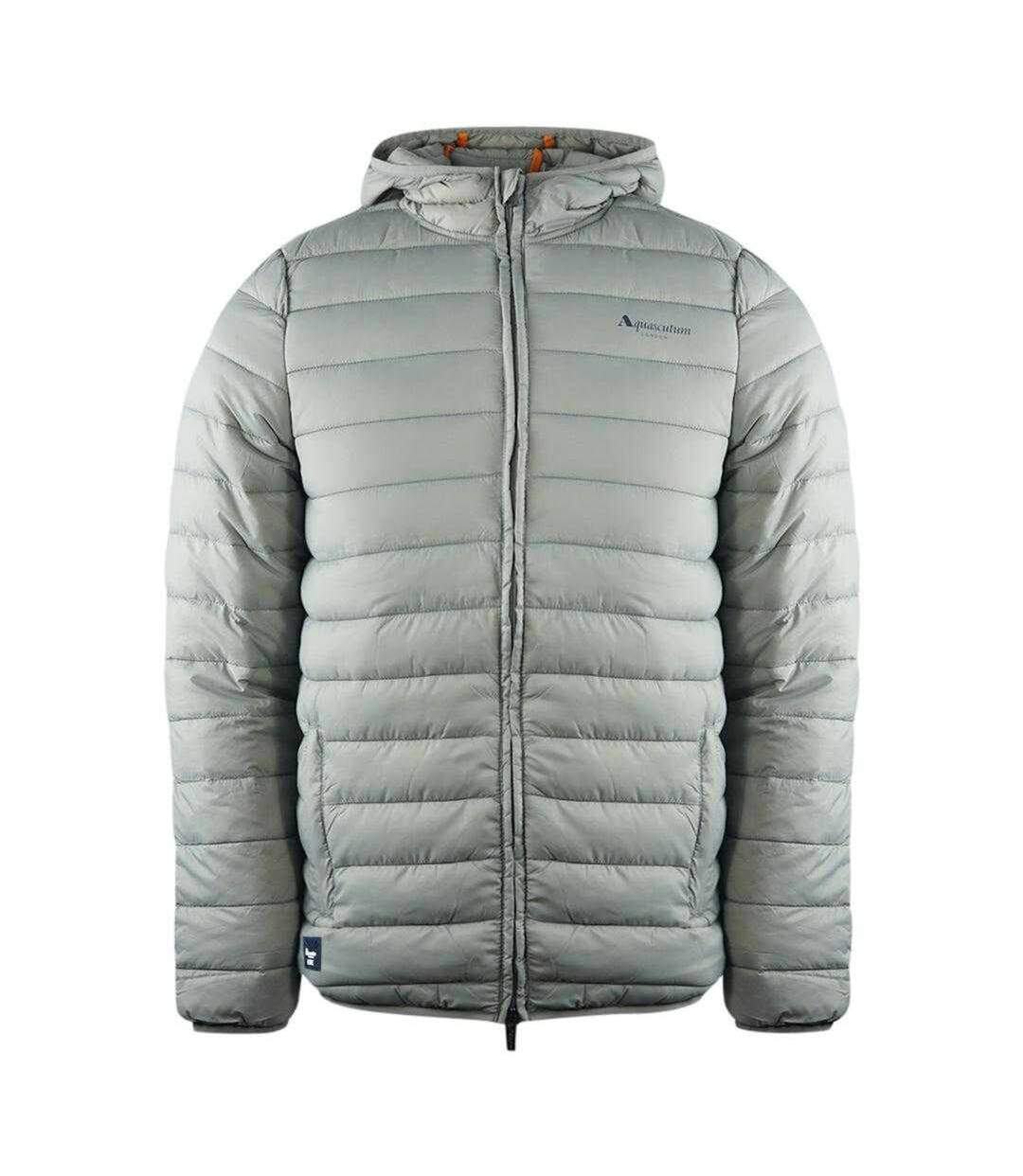 Mens London Quilted Logo Jacket Grey Aquascutum-1