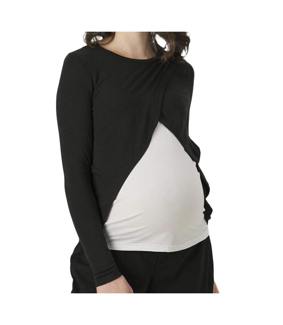T-Shirt noir/blanc femme vero moda maternity lalou-1