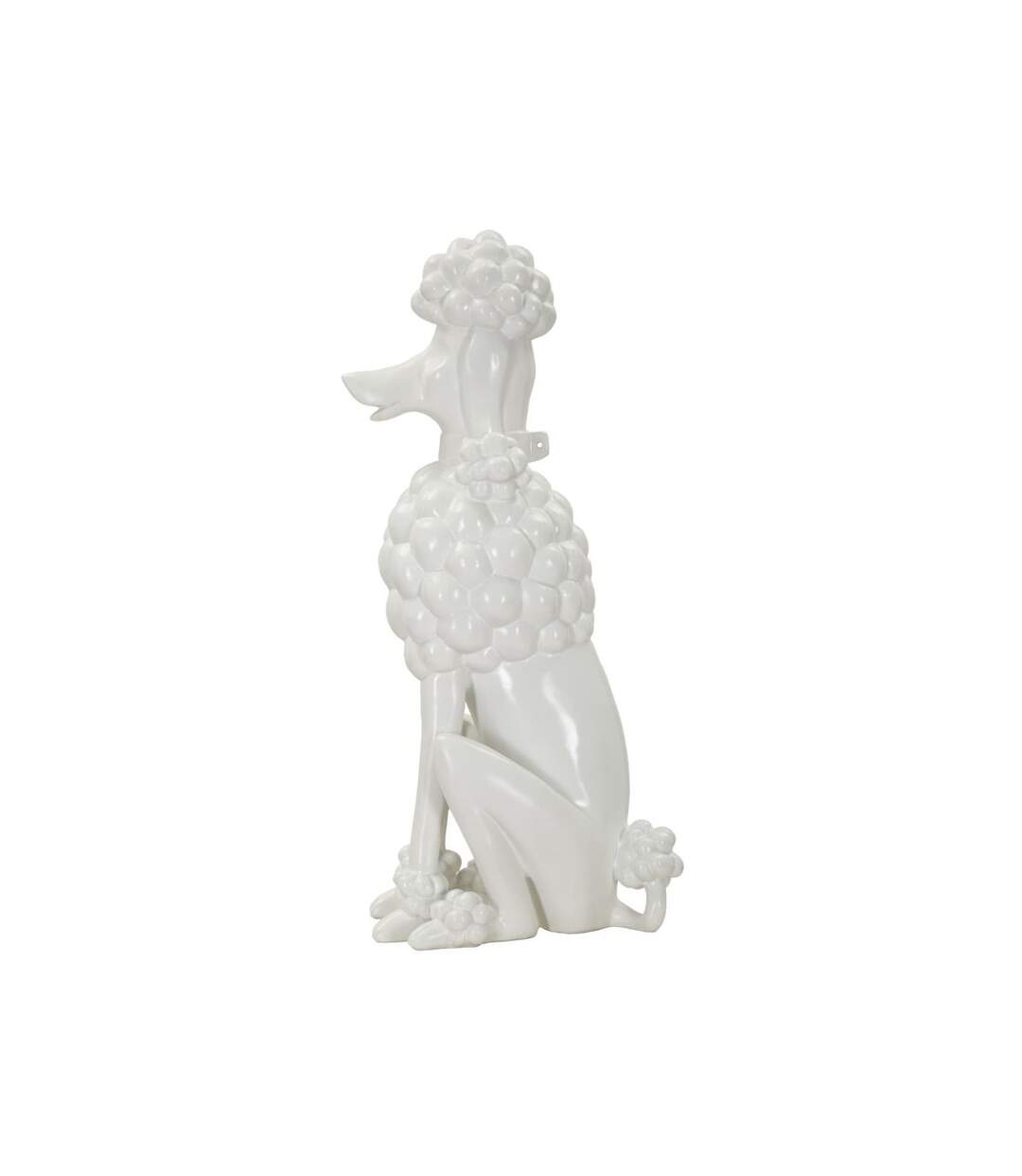 Statue Déco Chien Caniche Assis 61cm Blanc-2