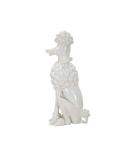 Statue Déco Chien Caniche Assis 61cm Blanc