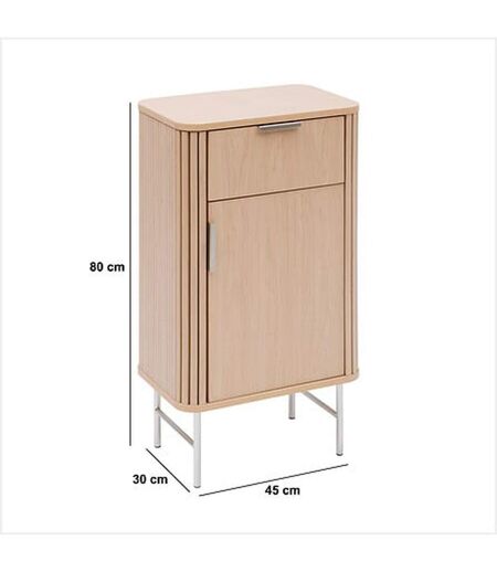 Meuble bas 1 porte et 1 tiroir effet bois clair LIORA - Beige