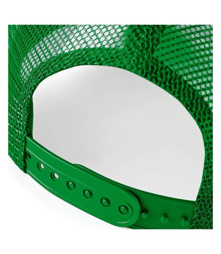 Beechfield Mens Half Mesh Trucker Cap / Headwear (Pack of 2) (Pure Green/White) - UTRW6695