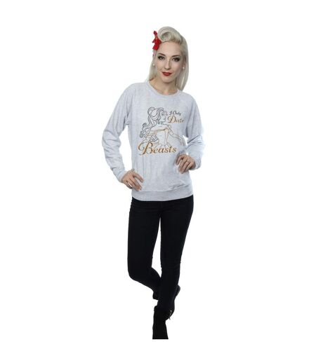 Disney Princess Womens/Ladies Belle I Only Date Beasts Sweatshirt (Heather Grey)