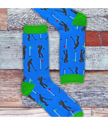 1 Pack Mens Novelty Blue Golf Bamboo Socks