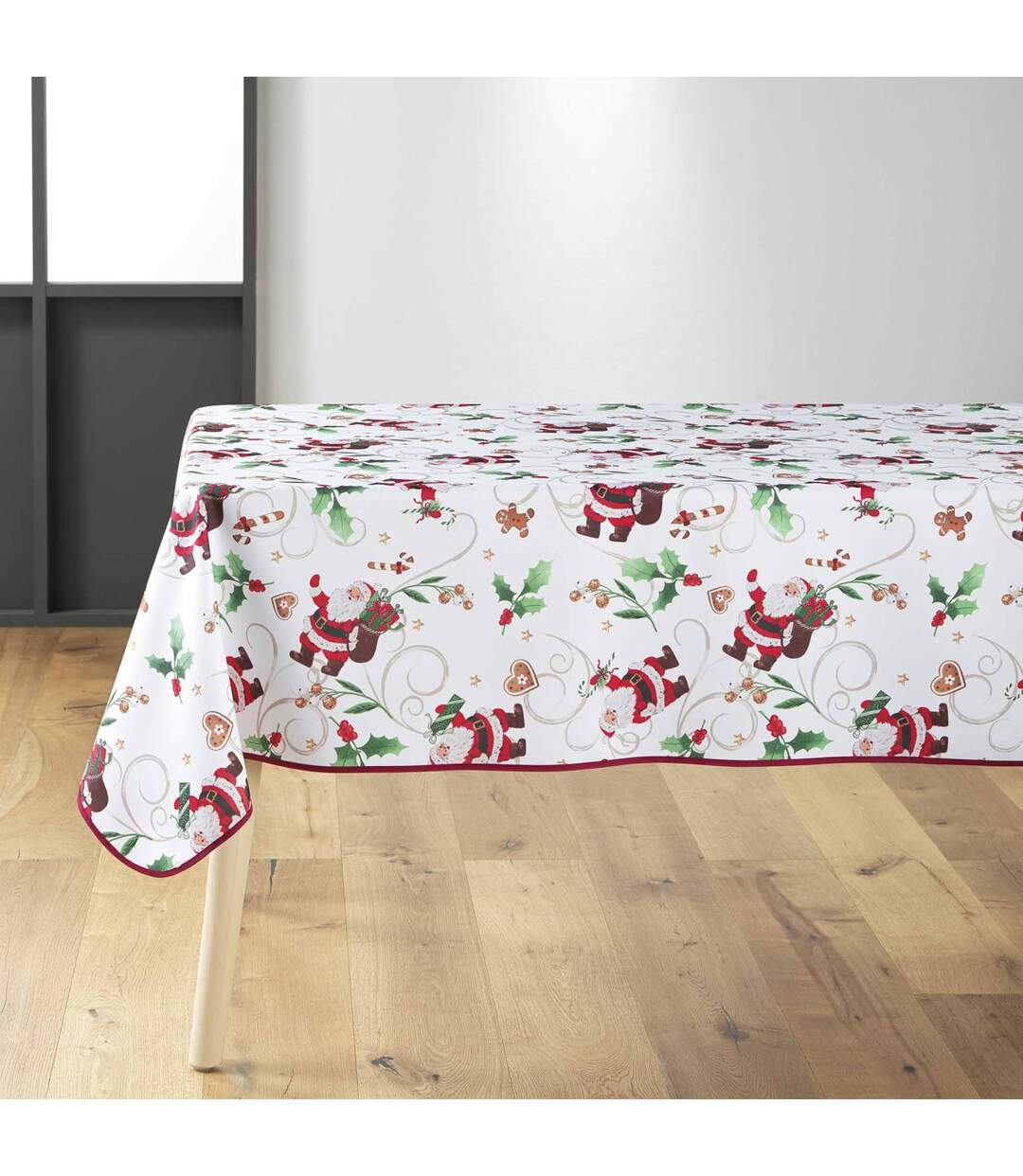 Nappe Antitache Imprimé Père-Noël 150x300cm Blanc-1