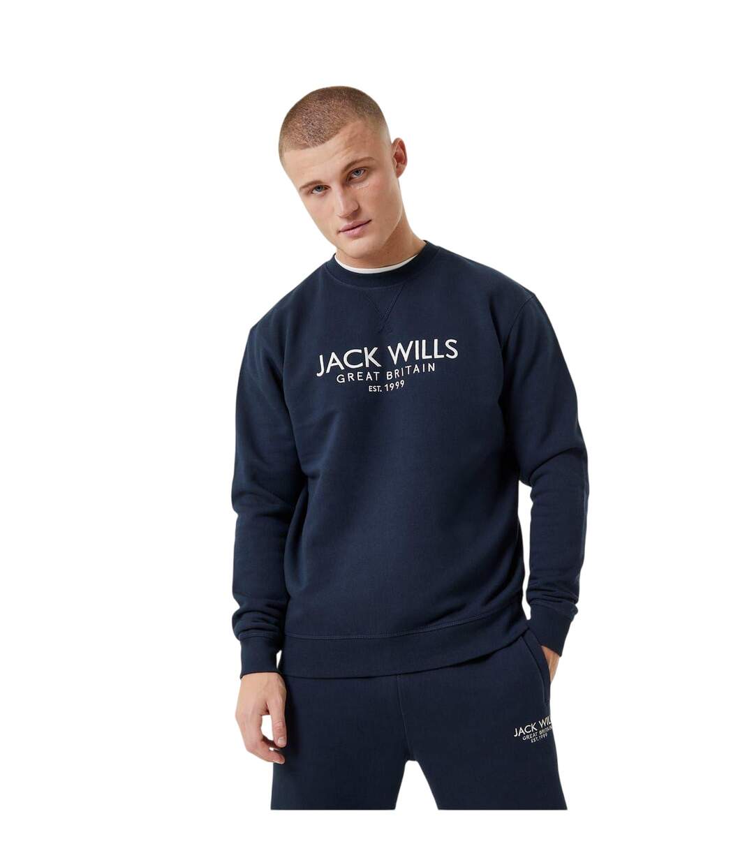 Sweat Motif/style Logo Brodé Belvue Homme Bleu Marine Jack Wills-4