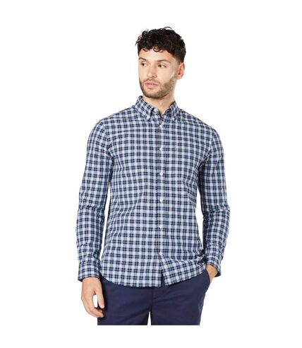 Mens simple check long-sleeved shirt navy Burton