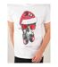 tshirt col rond avec tête de mort avec bonnet de père noël, lunettes rouges et casque audio XMAS