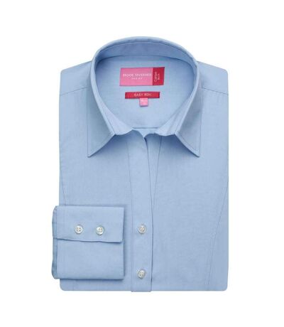 Womens/ladies Palena Poplin Long-sleeved Formal Shirt Blue Brook Taverner