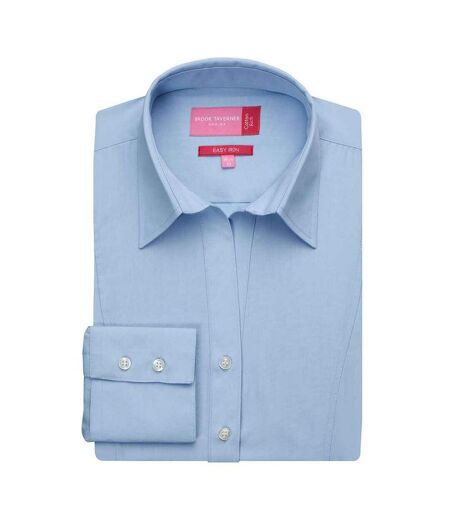 Womens/ladies Palena Poplin Long-sleeved Formal Shirt Blue Brook Taverner