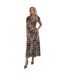 Robe À Smocks Manches Bouffantes Motif/style Imprimé Léopard Femme Marron AX Paris-4