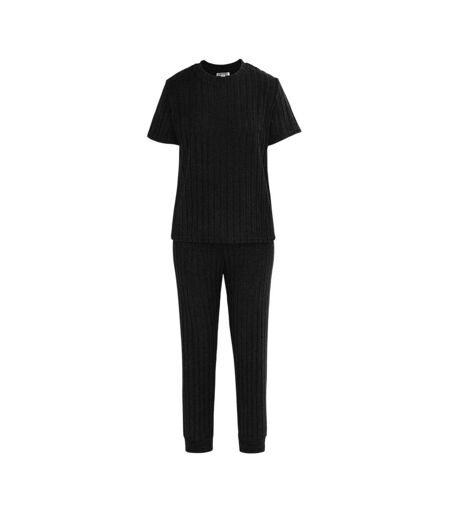 Ensemble De Pyjama Manches Courtes Femme Noir Miso