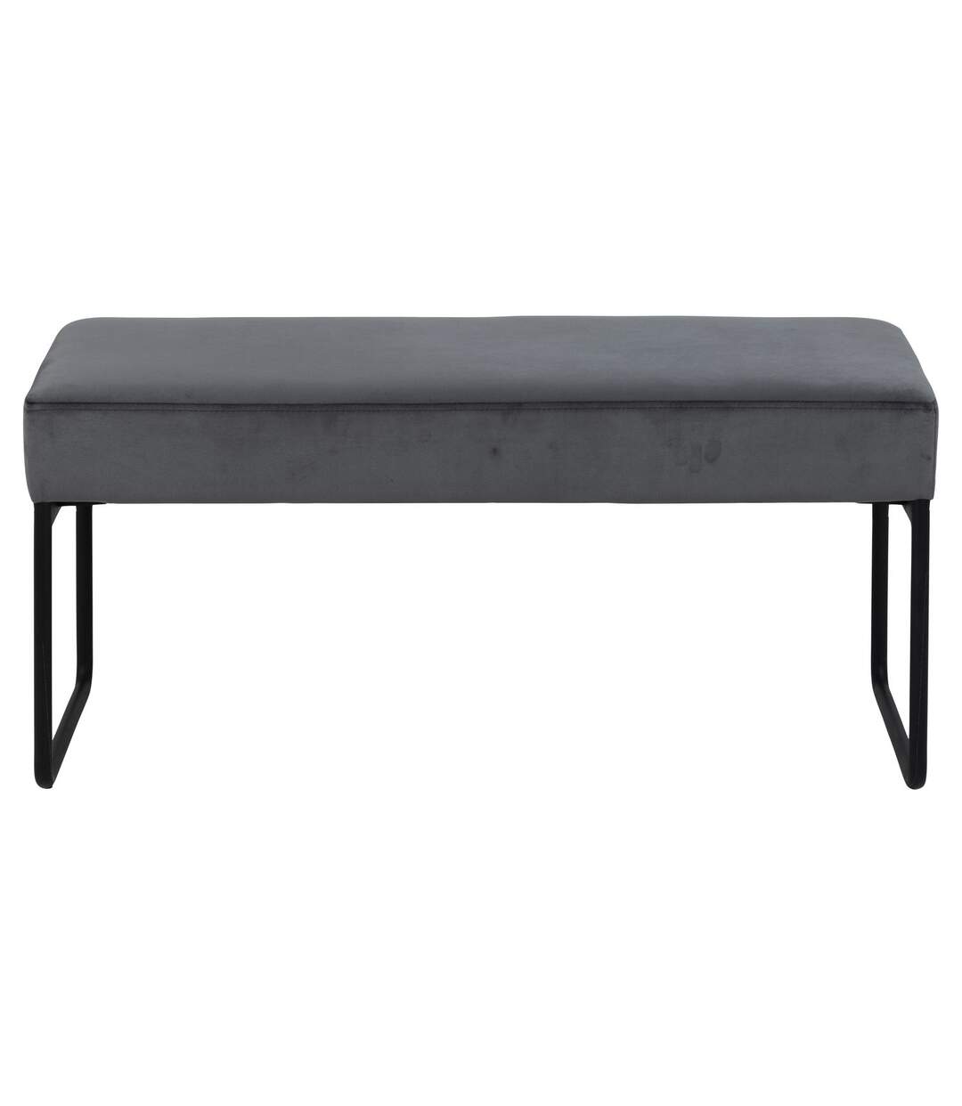 Banc 2 places en tissus effet velours et Métal - Gris et Noir-4