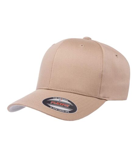 Childrens/kids Wooly Combed Baseball Cap Khaki Flexfit