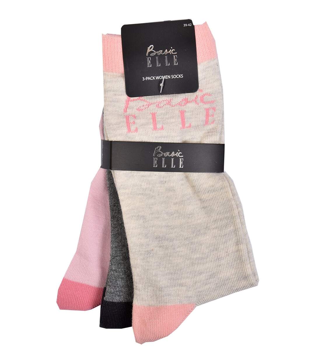 Chaussettes femme ELLE Basic Qualité et Confort-Assortiment modèles photos selon arrivages- Pack de 3 Paires ELLE 35568 assorties-2