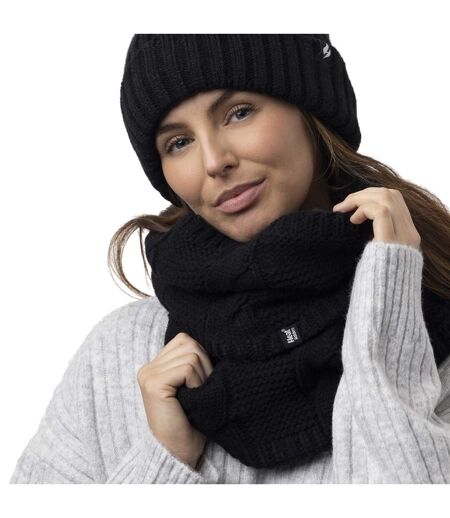 Ladies Winter Fleece Lined Cable Knit Thermal Snood Infinity Scarf