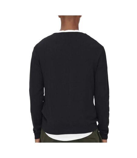 Pull noir homme only & sons life crew knit