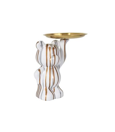 Vide-Poche Statue Ourson 23cm Blanc