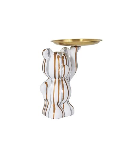 Vide-Poche Statue Ourson 23cm Blanc