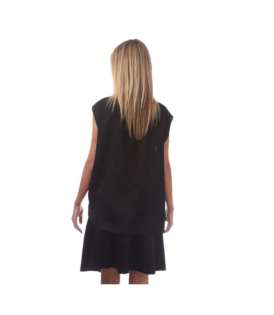 Womens/ladies Silk Sleeveless Blouse Black Boss-2