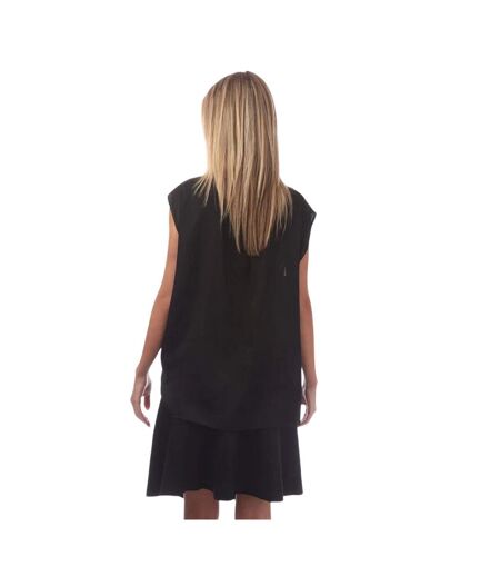 Womens/ladies Silk Sleeveless Blouse Black Boss