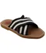 Womens/ladies Criss Cross Strap Flat Slides Black White Where´s That From-1