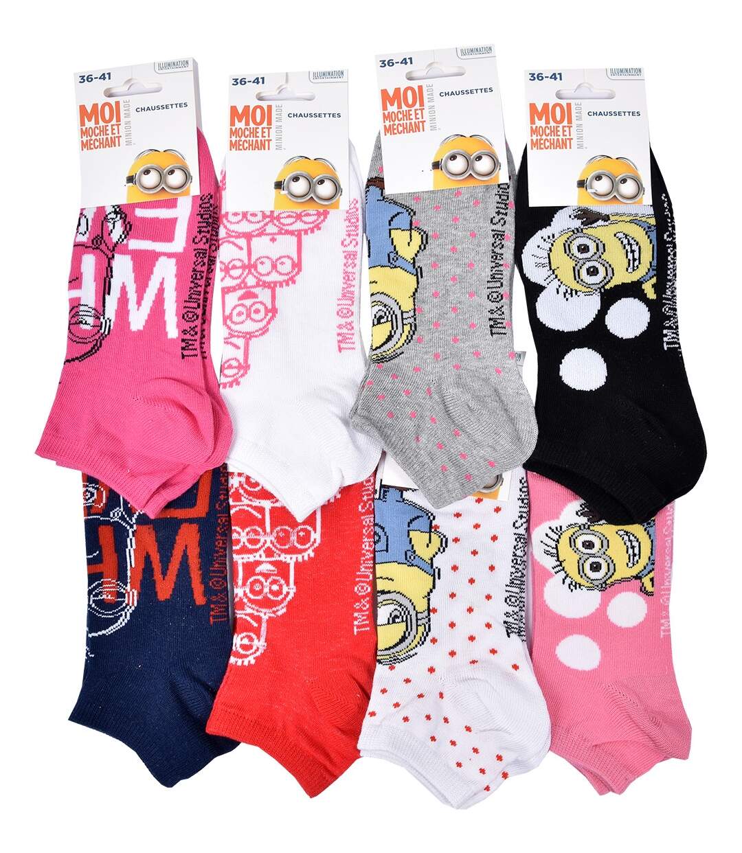 Pack de Chaussettes Femme Licence Fantaisies-Assortiment modèles photos selon arrivages- Pack de 8 Paires MIN SNEAKER 4812-2