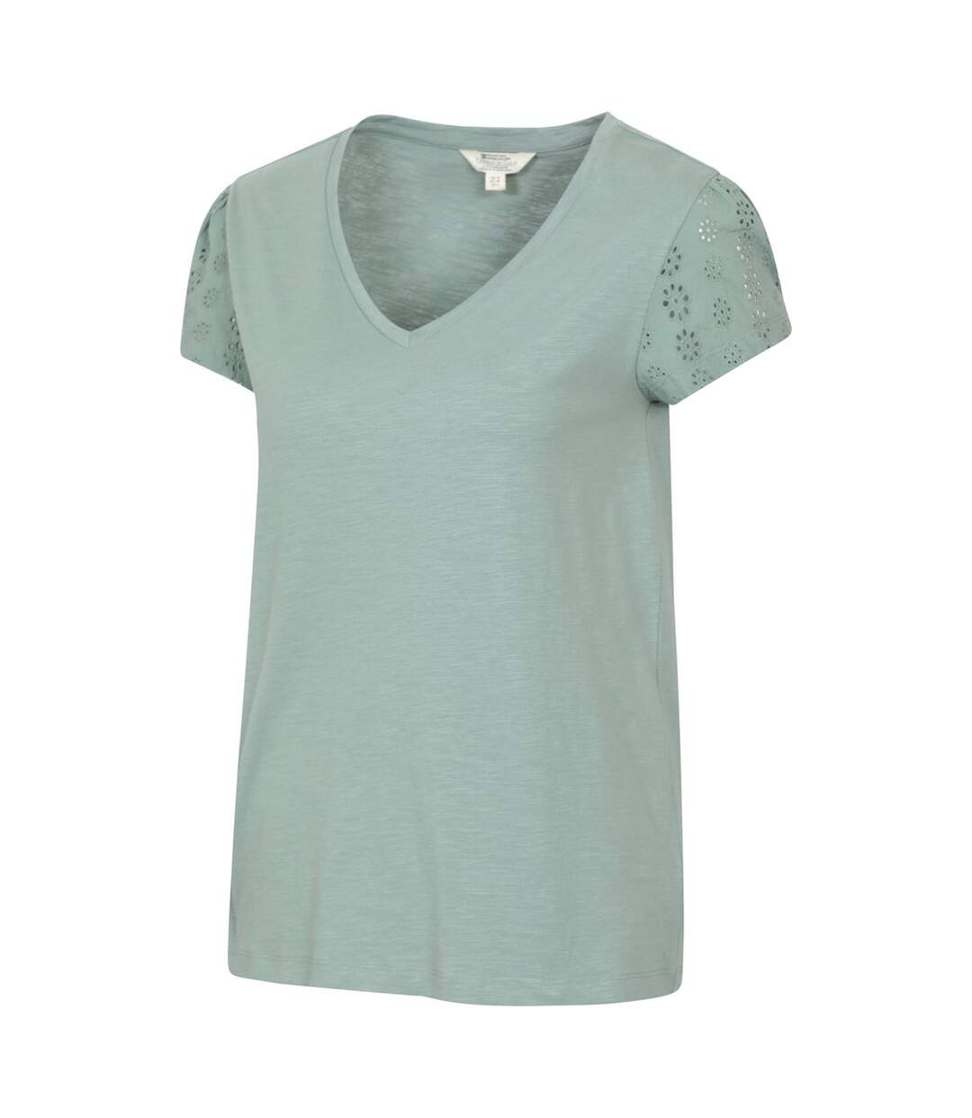 Womens/ladies Malaga Broderie Sleeve T-shirt Khaki Green Mountain Warehouse-1