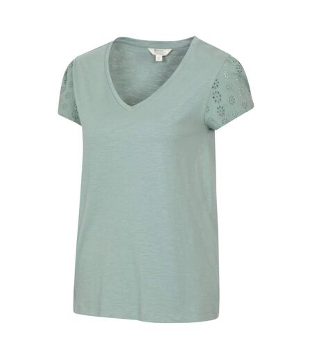 Womens/ladies Malaga Broderie Sleeve T-shirt Khaki Green Mountain Warehouse
