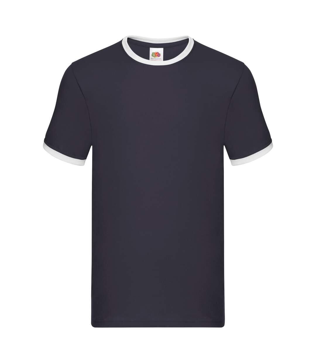 Unisex adult ringer t-shirt navy/white Fruit of the Loom-1