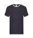 Unisex adult ringer t-shirt navy/white Fruit of the Loom-1