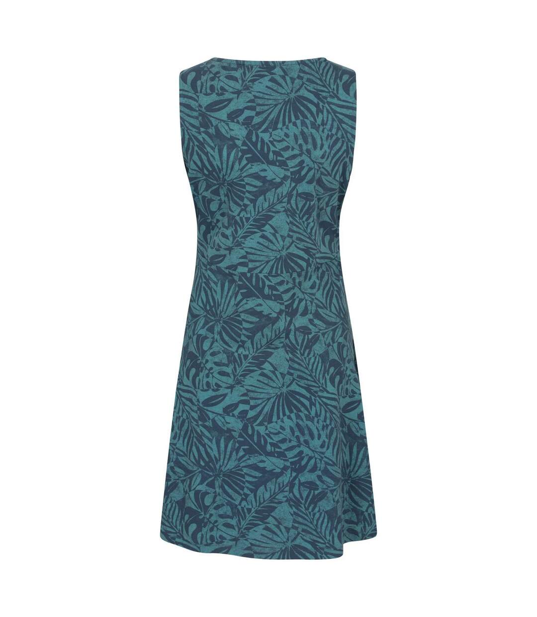 Womens/ladies Milos Leaf Print Sleeveless Dress Dark Blue Mountain Warehouse-2