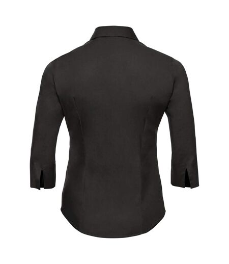 Russell Collection Ladies/Womens 3/4 Sleeve Easy Care Fitted Shirt (Black) - UTBC1030