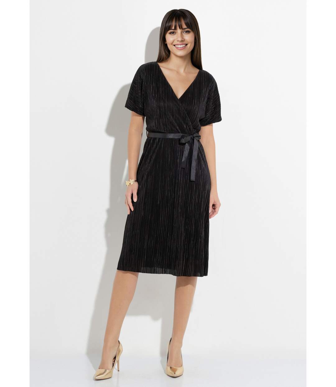 Robe chic plissée décolleté cache coeur-1