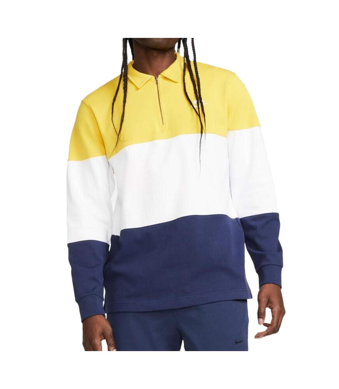 Sweat Blanc/Jaune/Marine Homme Nike Club+ - L-1