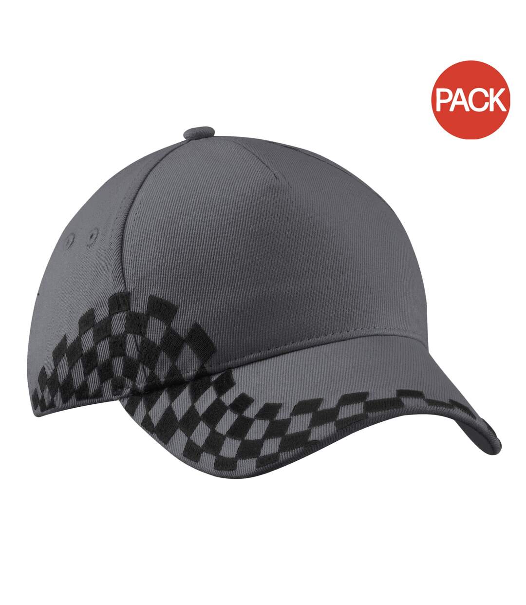 Lot de 2  casquettes à carreaux adulte gris Beechfield-1