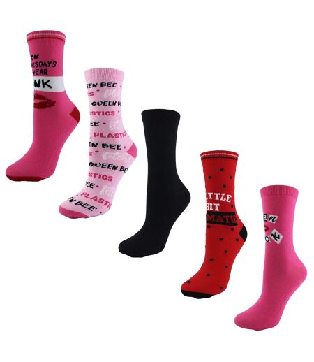 Ladies Mean Girls Gift: 5 Pairs of Casual Mid-Calf Novelty Mean Girls Socks