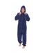 Mens Hooded Fleece Contrast Trim Jumpsuit Navy Keanu-1